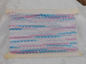 Feather Edge Eyelet Lace Per Meter 38mm Aqua/Pink/Mauve